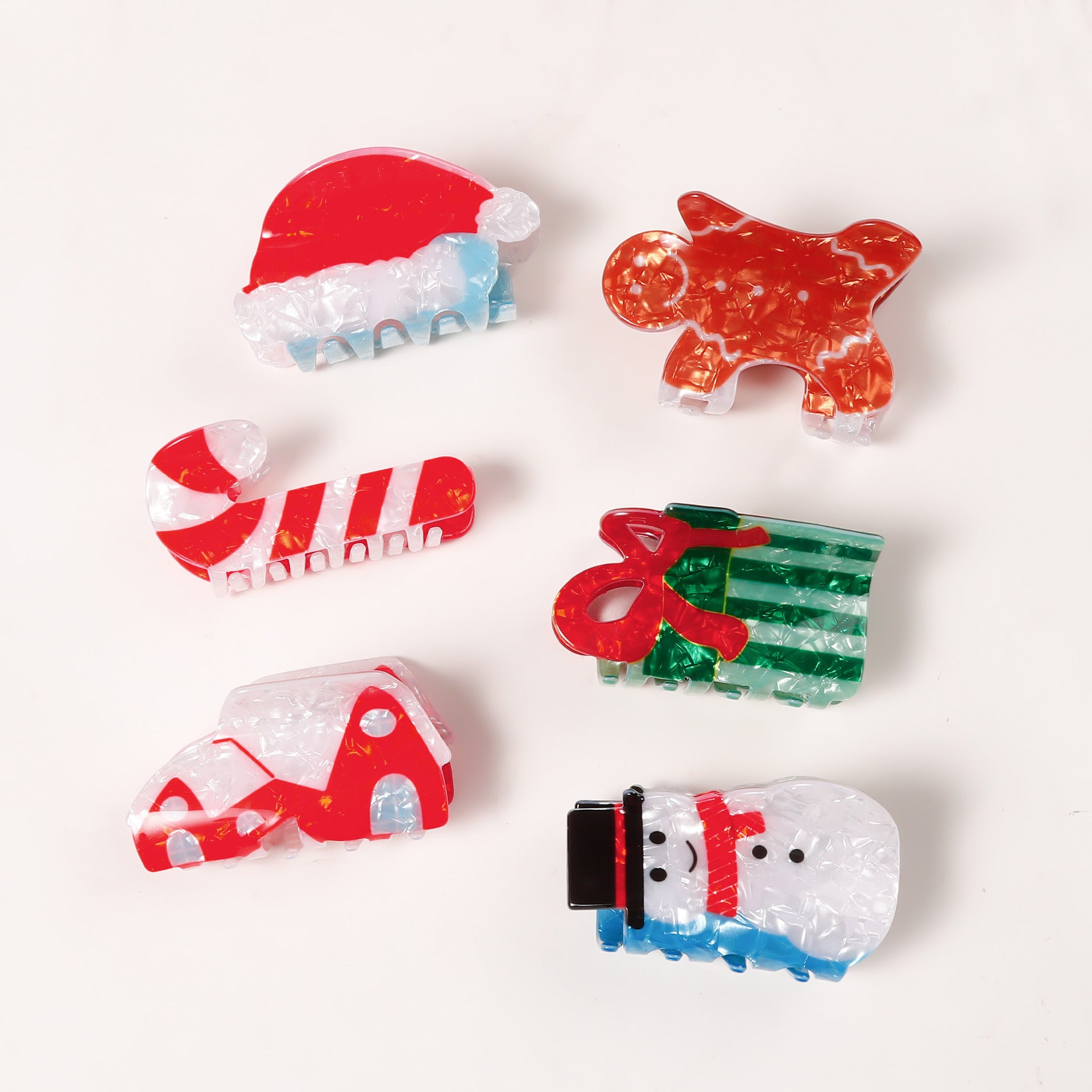 Wholesale PVC Hair Claw Clip Christmas Snowman Gingerbread Candy Cane Theme Holiday Party Hair Accessory For Women
