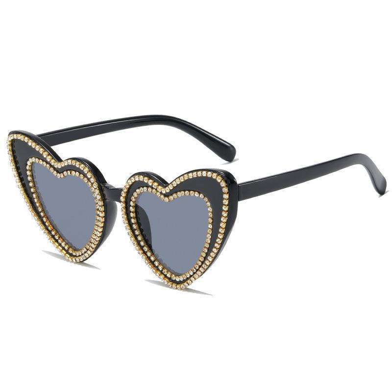 Wholesale Leopard Pattern Love Diamond Set PC Sunglasses