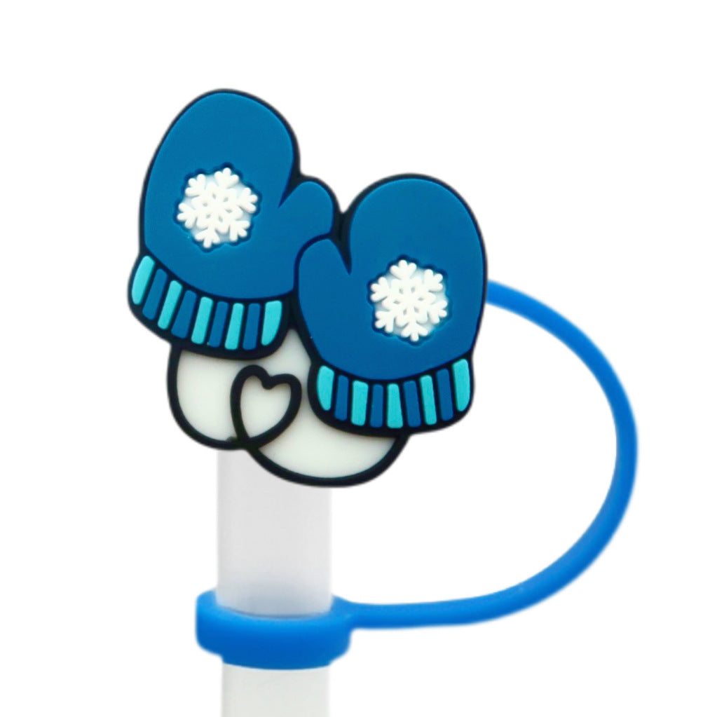 Wholesale 10pcs Winter Series Straw Cap Straw Sleeve Straw Tube Cap