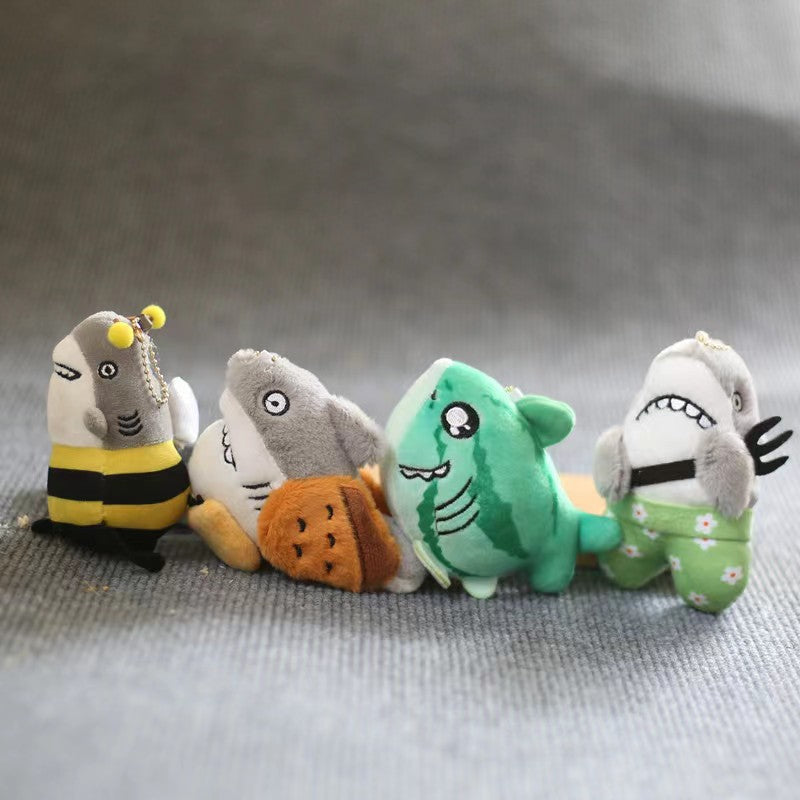 Wholesale Funny Shark Bee Carved Fork Melon Plush Key Chain Pendant
