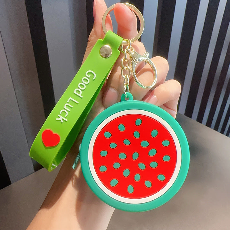 Wholesale Silicone Fruit Apple Coin Purse Keychain