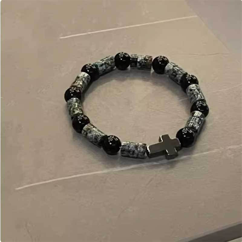Wholesale Obsidian Cross Billiard Bracelet Beaded Bracelet