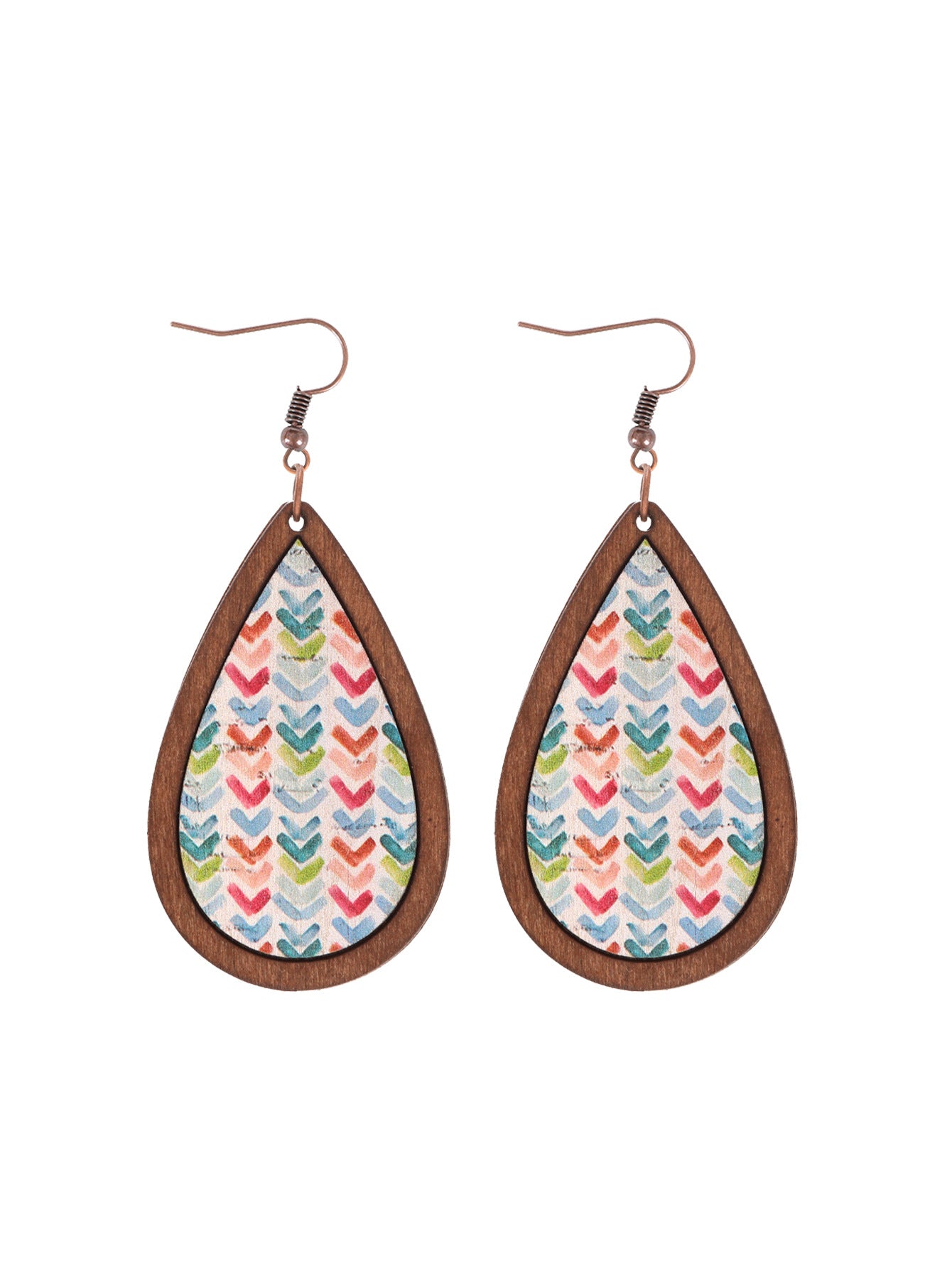 Wholesale Ethnic Style Wooden Droplet Shaped Retro Earrings