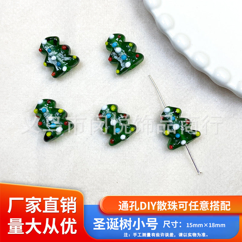 Wholesale 10pcs Snowman Christmas tree gingerbread man glass beads