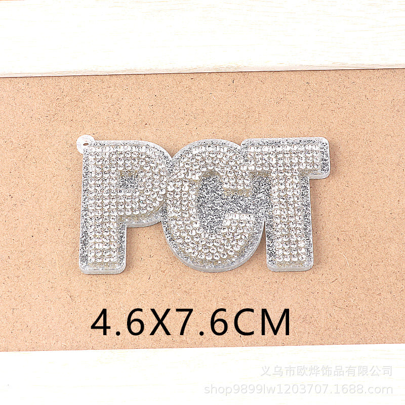 Wholesale Glitter Cartoon Letter  Acrylic DIY Patches