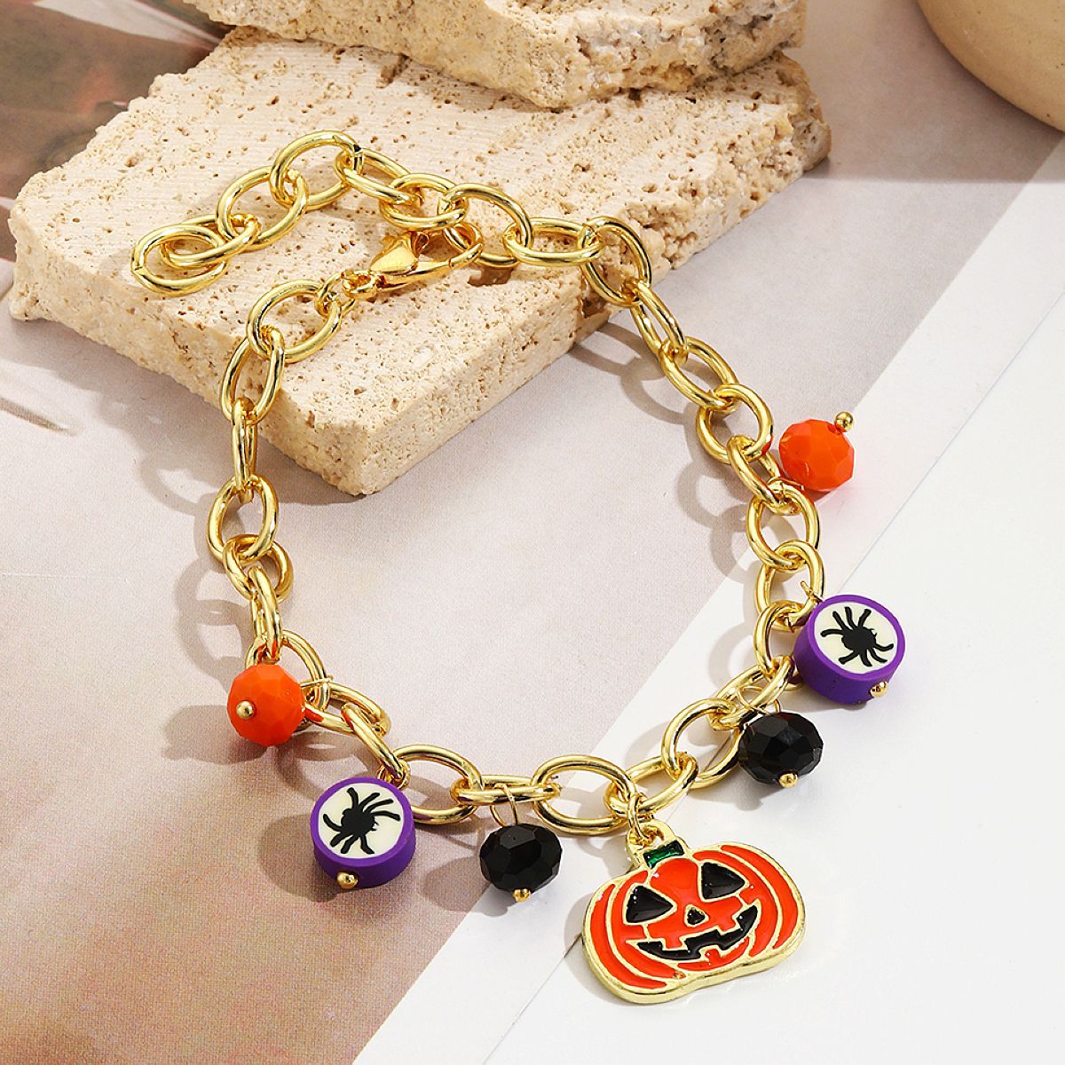 Wholesale Rice Ball Pumpkin Skull Pendant Halloween Bracelet