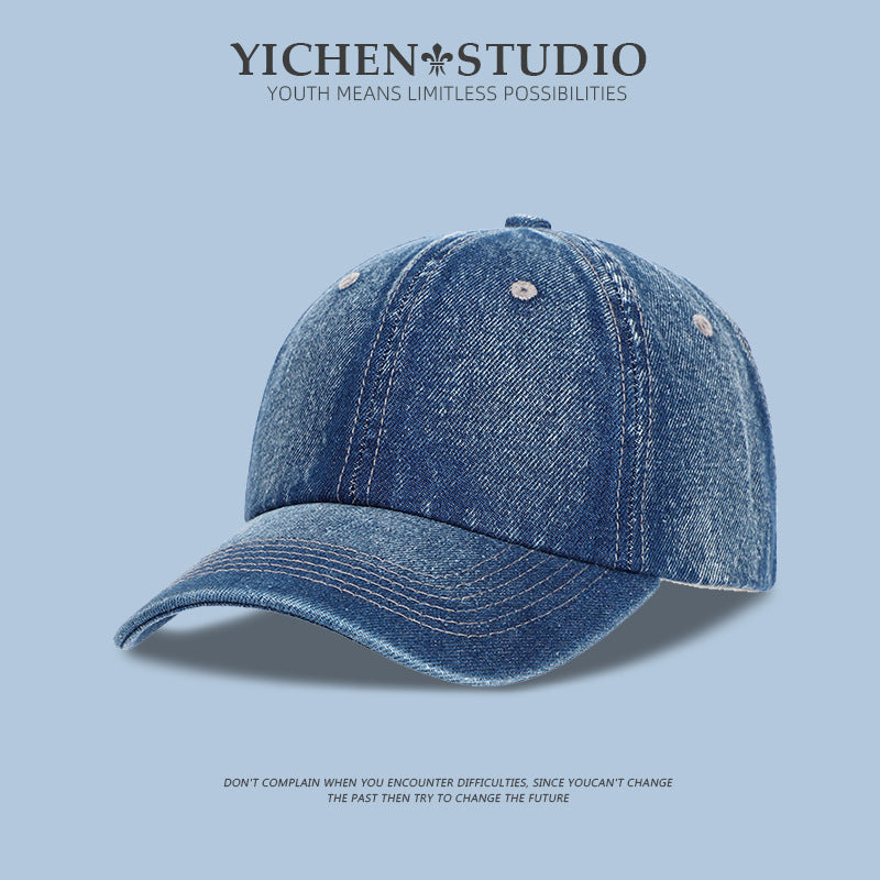 Wholesale Denim blue round top outdoor breathable sun protection baseball cap