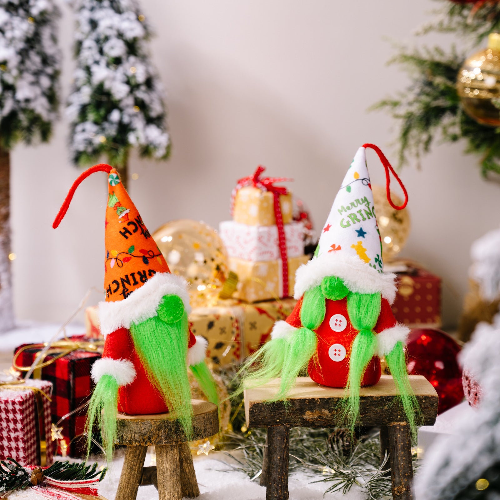 Wholesale Christmas Faceless Doll with Lights Fabric Decoration