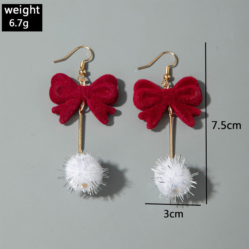 Wholesale Red Velvet Bow Flower Valentine' s Day Earrings