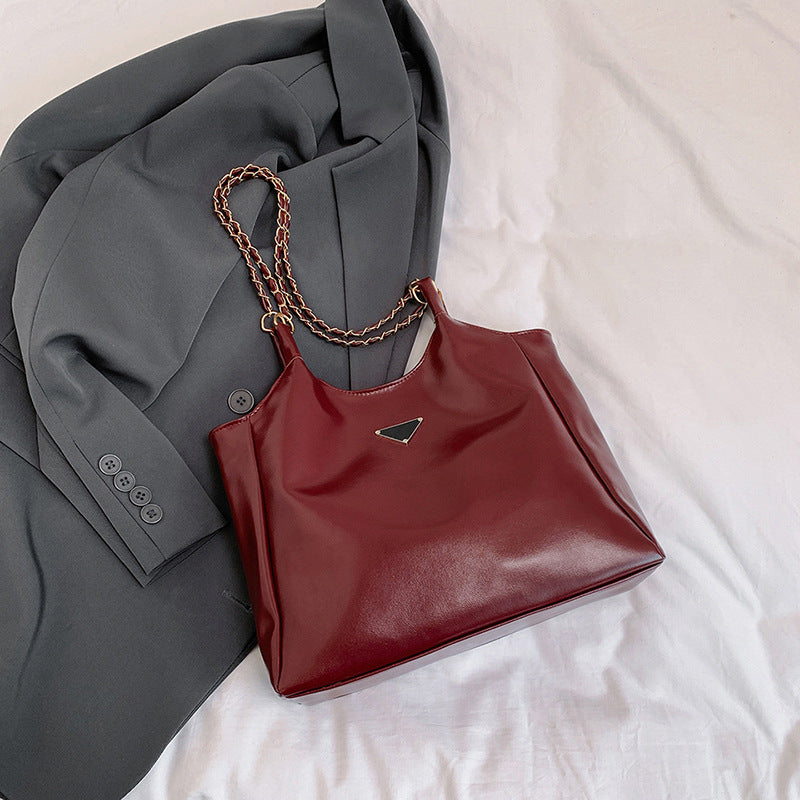 Wholesale synthetic leather shoulder armpit bag commuting large bag women's fashion tote bag class bag