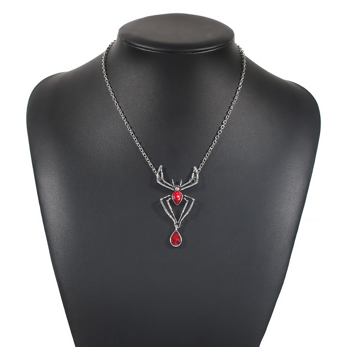 Wholesale Halloween Creative Ruby Spider Necklace
