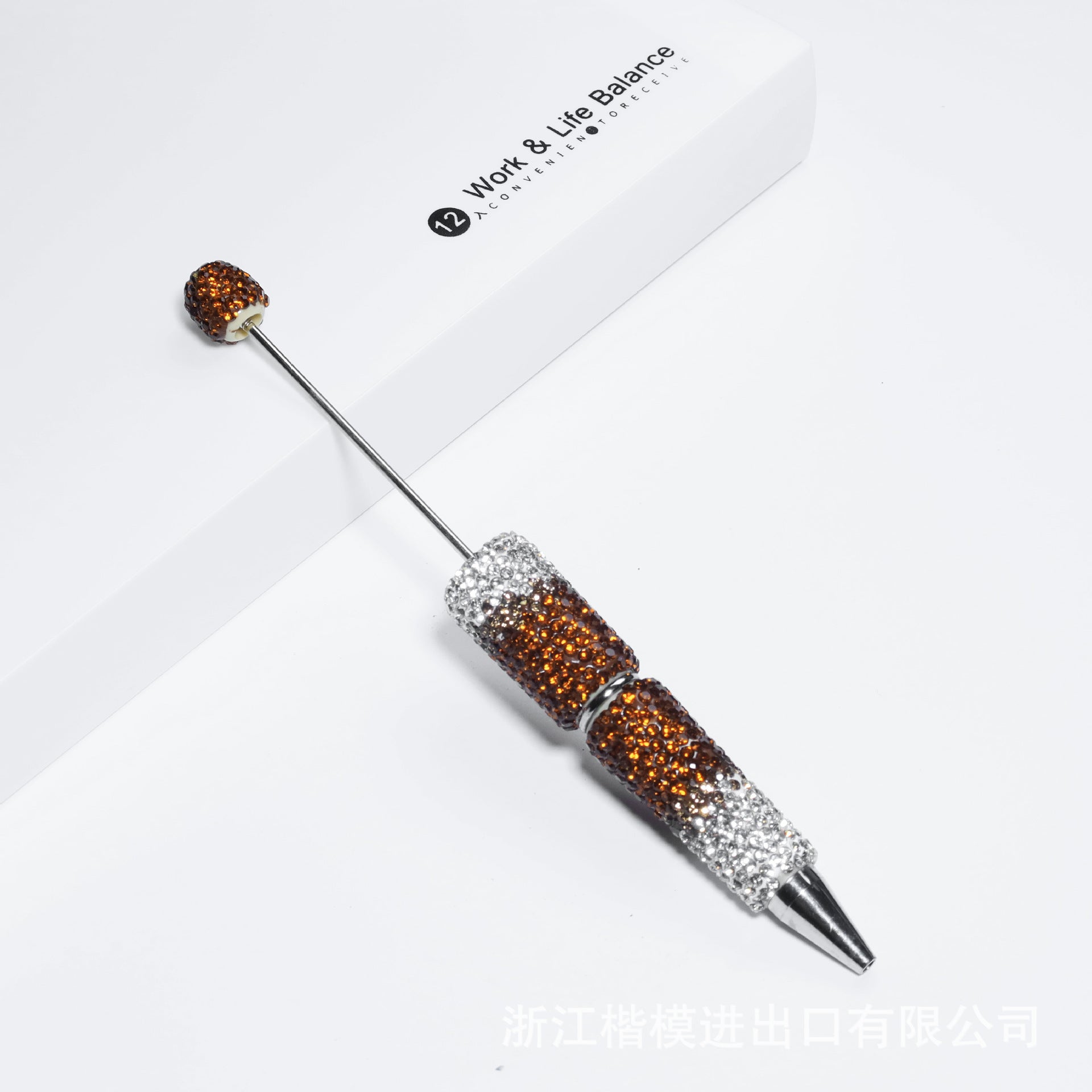 Wholesale 5pcs Beadable Pens Heavy Duty Diamond Inlaid Plastic Ballpoint Pen with Diamond