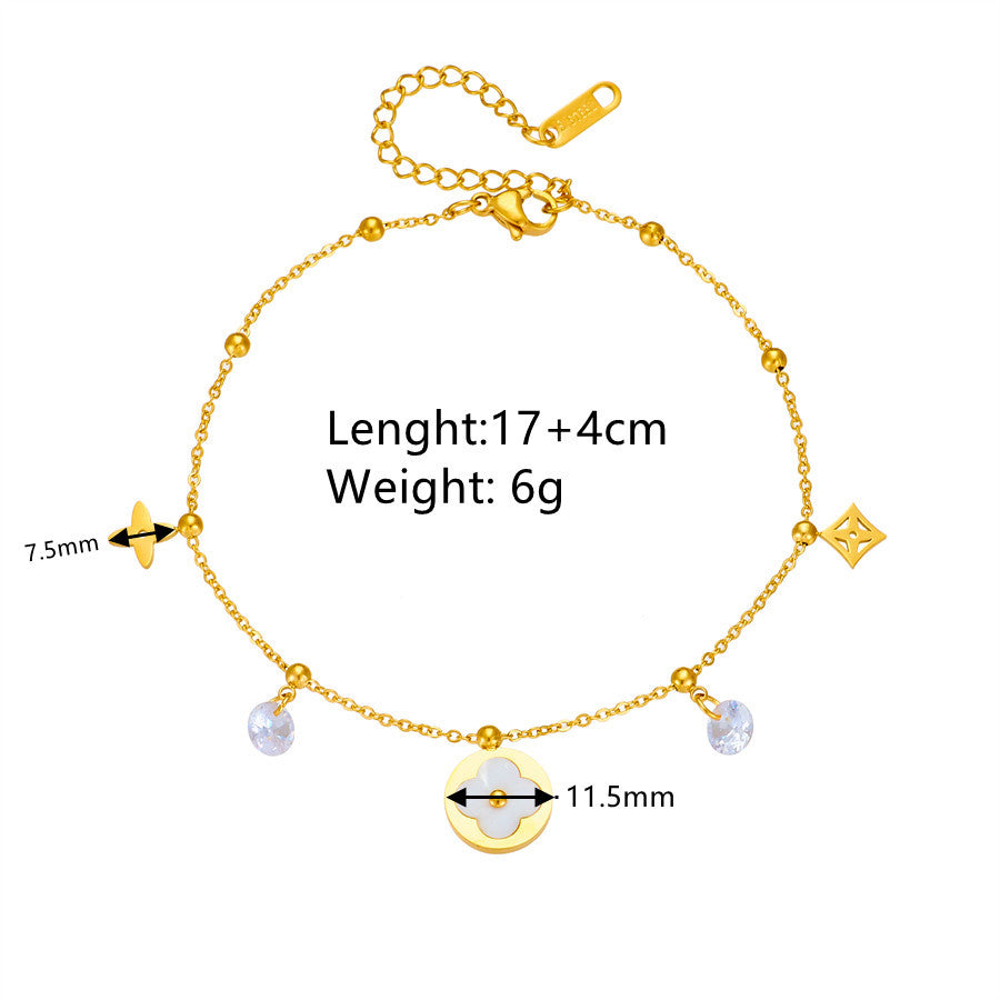 Wholesale Small Flower Titanium Steel Necklace Bracelet Set