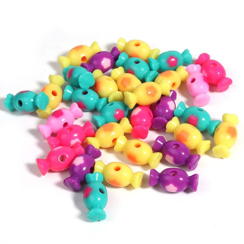 Wholesale 20pcs/pack Creamy Candy Two-color Plum Blossom Butterfly Print Loose Beads