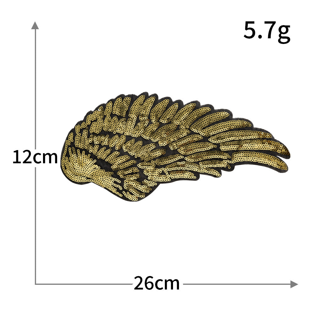 Wholesale Large Gold Silver Sequin Angel Wing Embroidered Fabric Patch Applique Decorative Clothing et Fashion Accessory For Gift And Resale