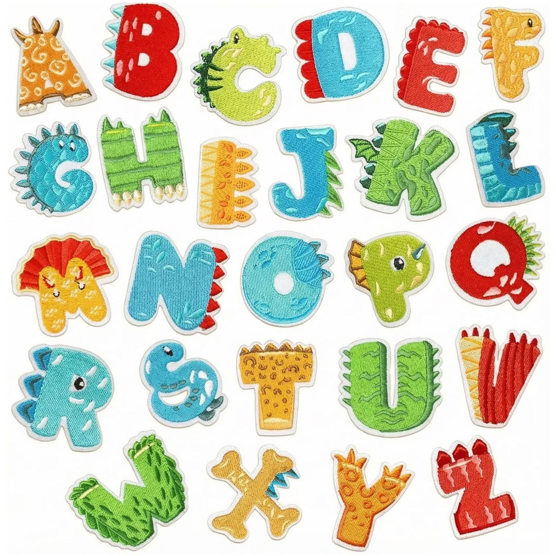 Wholesale Dinosaur Alphabet Embroidery Patches Fun Cartoon Letters For Clothing DIY Craft Supply