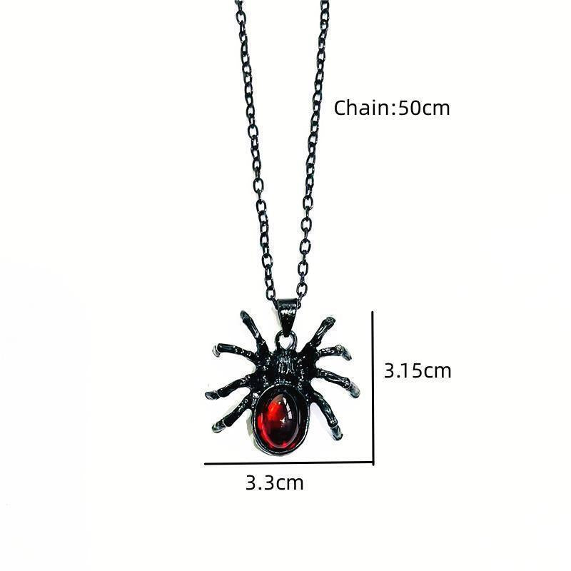 Wholesale  Gothic Punk Red Crystal Cute Spider Pendant Necklace