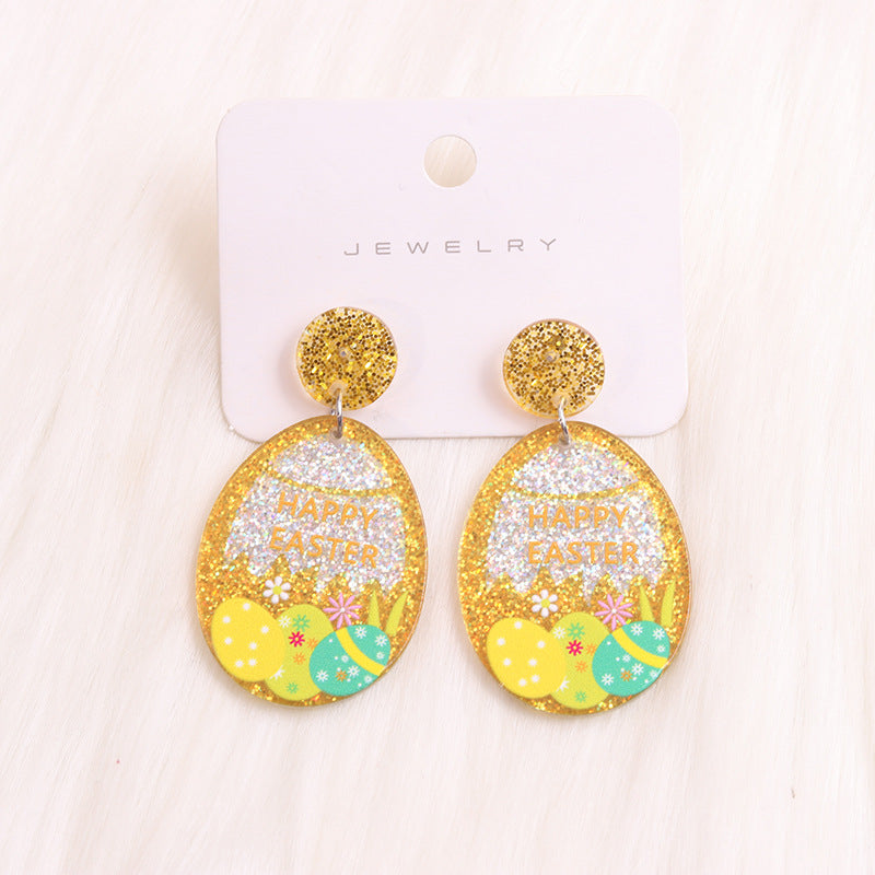 Wholesale Easter Egg Floral Rabbit Acrylic Earrings