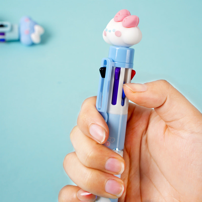 Cloud de plástico al por mayor presione diez bolígrafos de bolsas de color