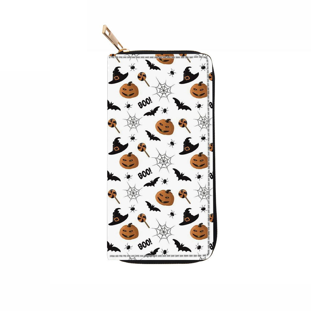 Wholesale Skull PU Long Zipper Halloween Clutch Bag Wallet