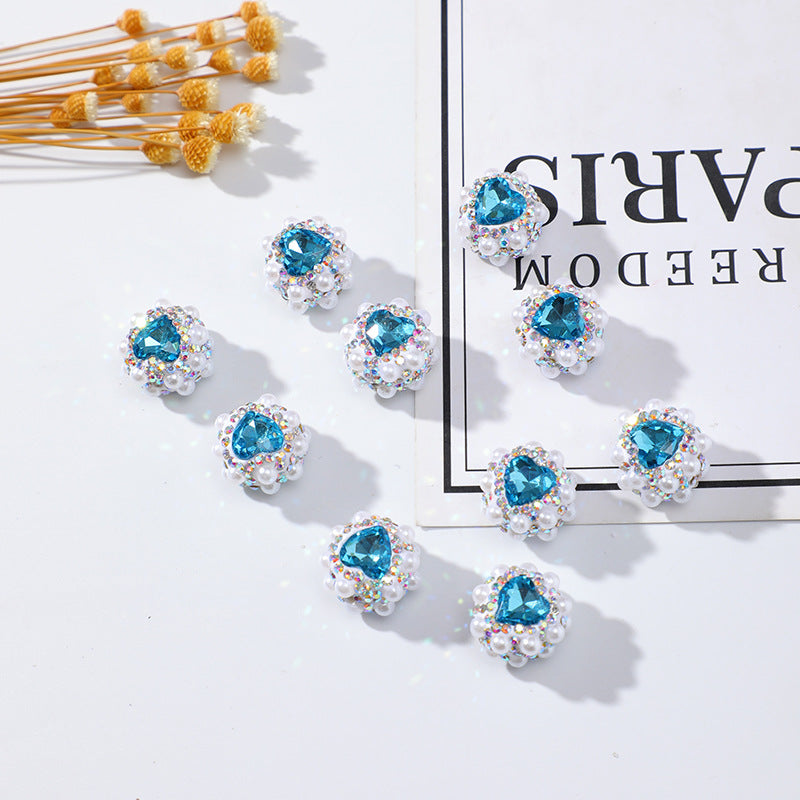 Wholesale 50PCS DIY Pearl Love Diamond Beads