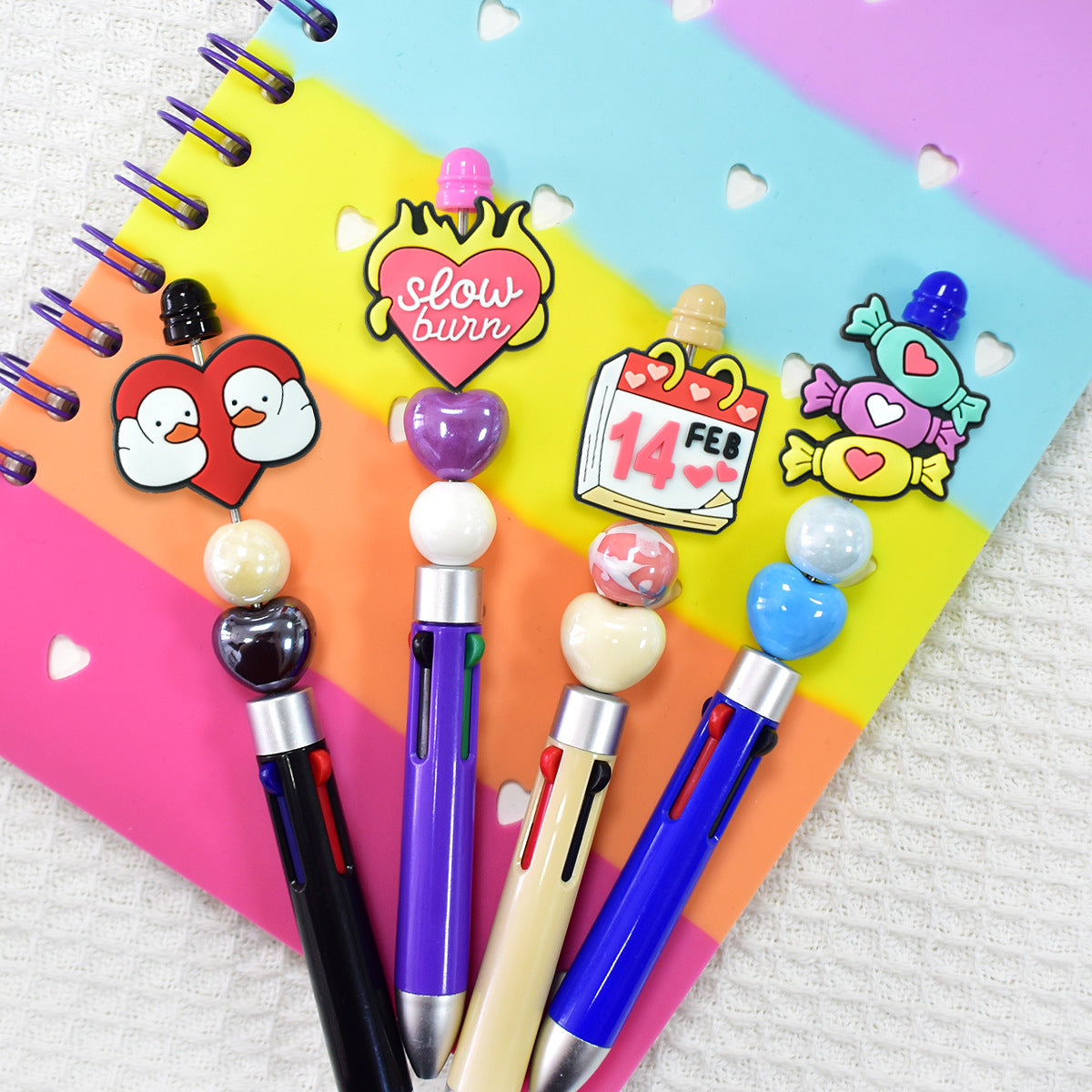Wholesale 100pcs Valentine' s Day Series Cartoon Pvc Soft Glue Double-Sided Focus Beads