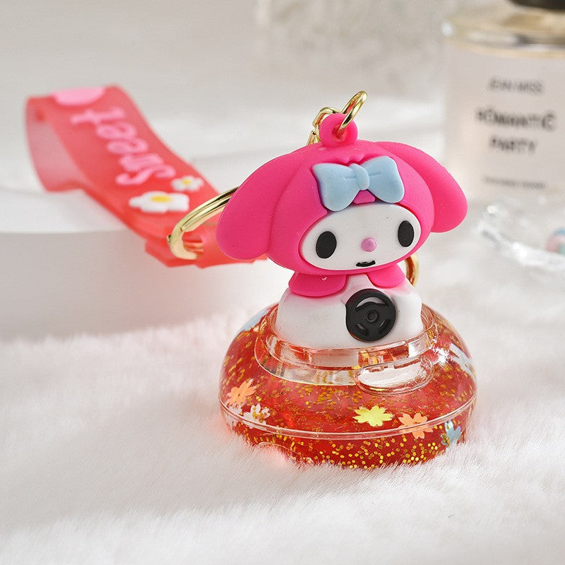 Wholesale Acrylic flowing sand bottle bag keychain