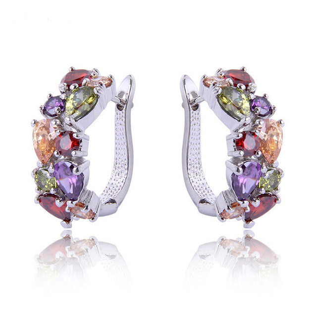 Wholesale Chic Crystal Zircon Drop Earrings For Women Summer Geometric Design Gold Electroplated Fashion Jewelry Gift