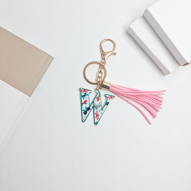 Wholesale Letter Colorful Tassel Zinc Alloy Keychain