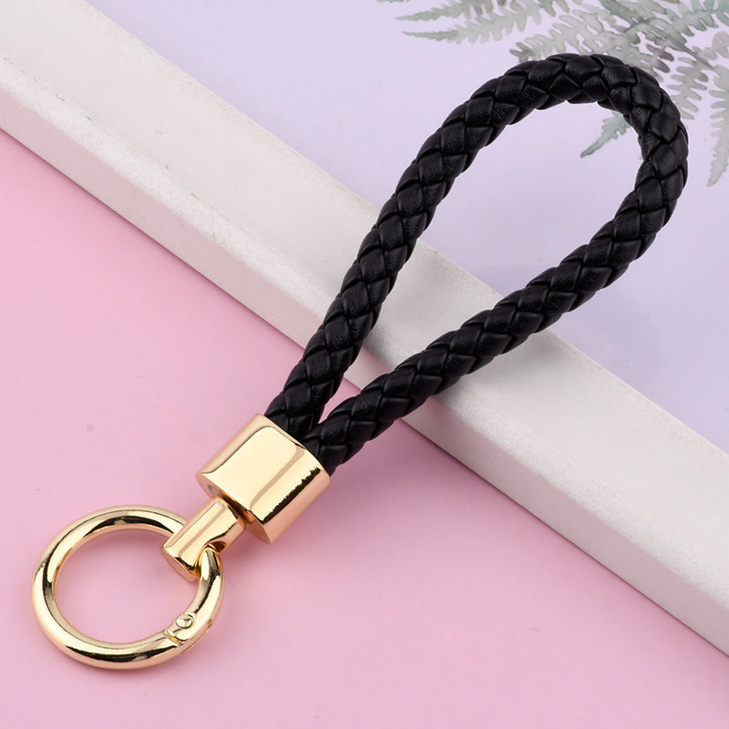 Wholesale PU Leather Woven Lanyard Keychain