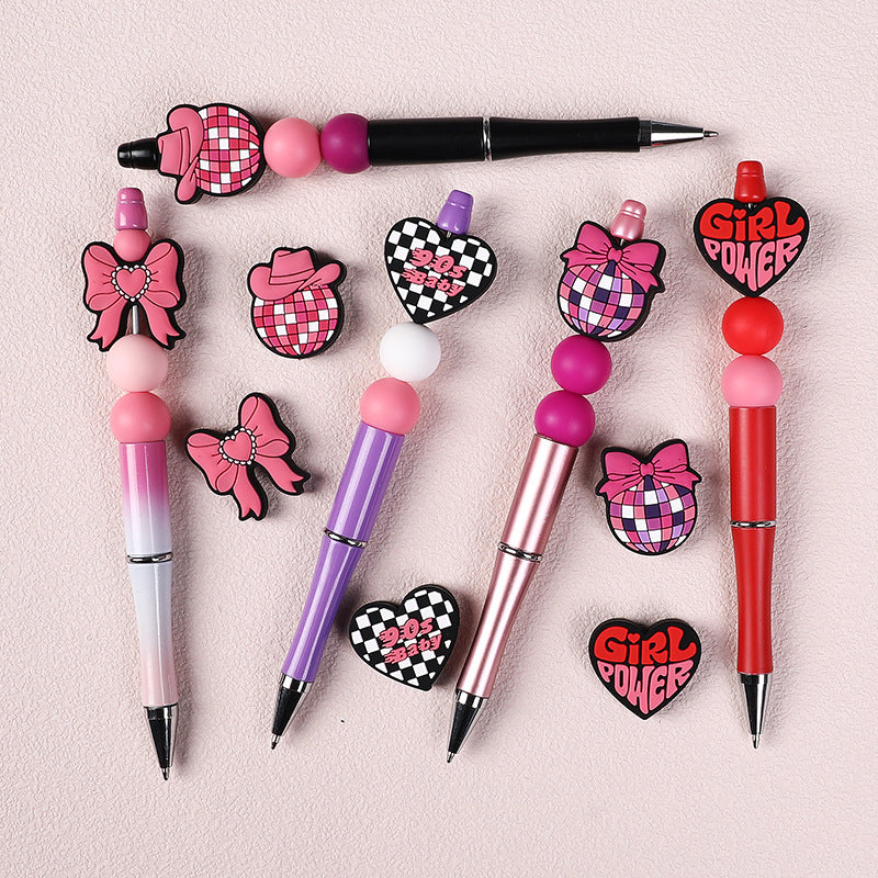 Wholesale 20pcs Straight hole grid heart-shaped bead  Focal Beads