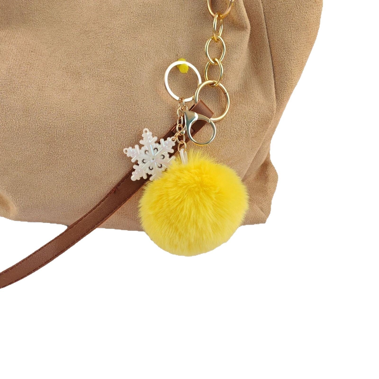 Wholesale Snowflake fur ball keychain
