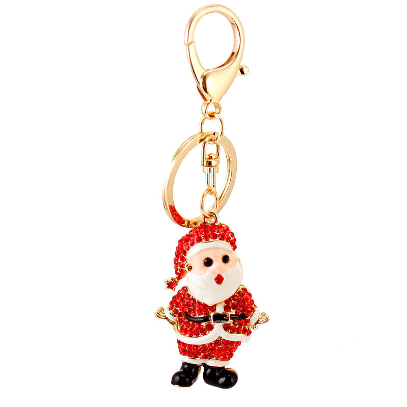 Wholesale Rhinestones Christmas Santa Claus Alloy Keychains