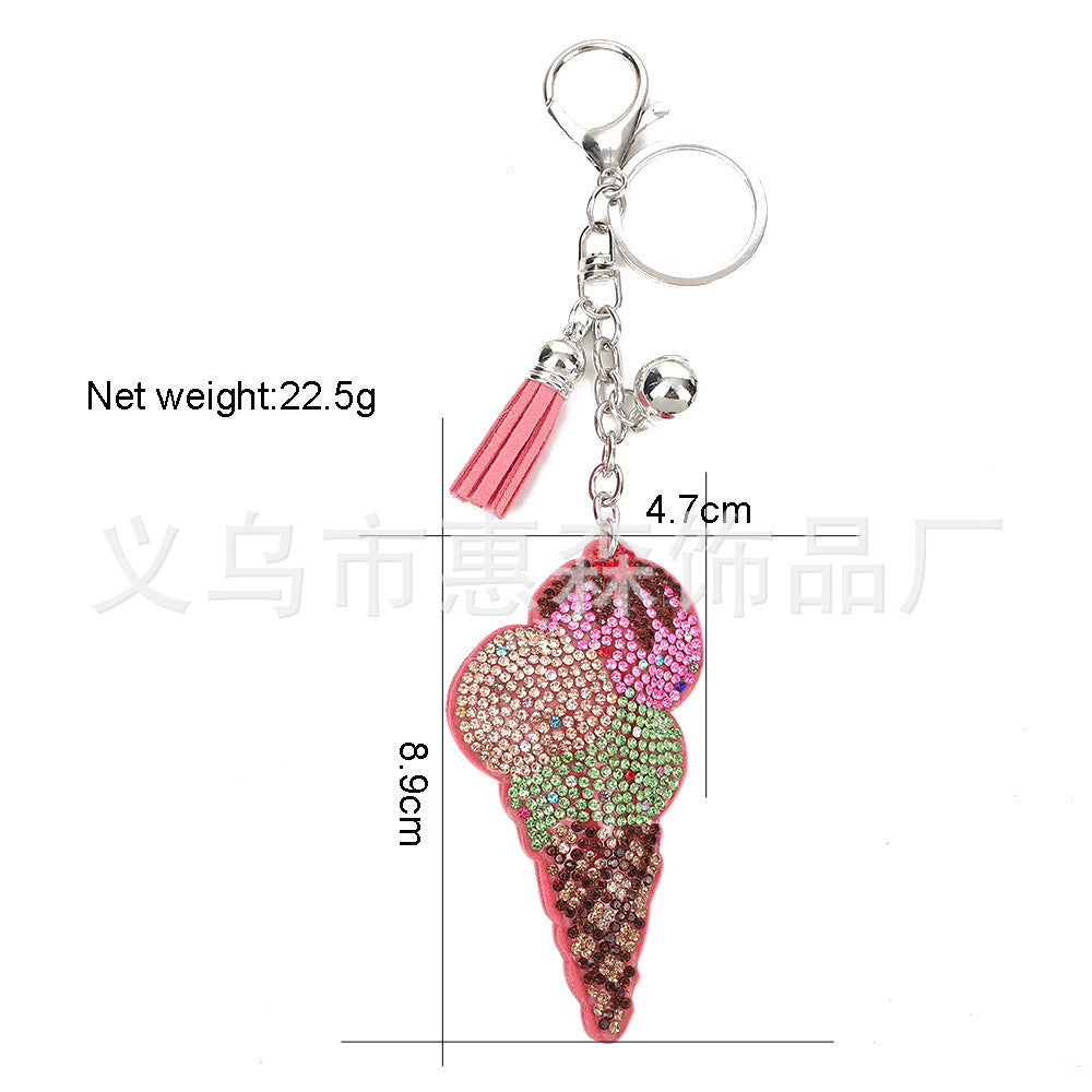 Wholesale 4pcs    Colorful diamond studded ice cream Rhinestone Keychain