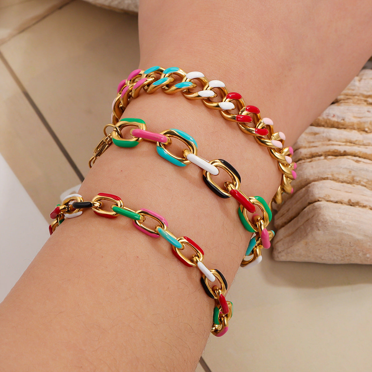 Wholesale Colorful Bracelets for Men and Women Stainless Steel Non-Fading Jewelry