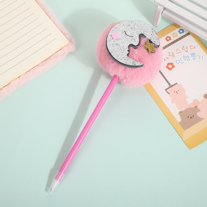 Wholesale Rainbow Moon Sun Cloud Hair Ball Pen