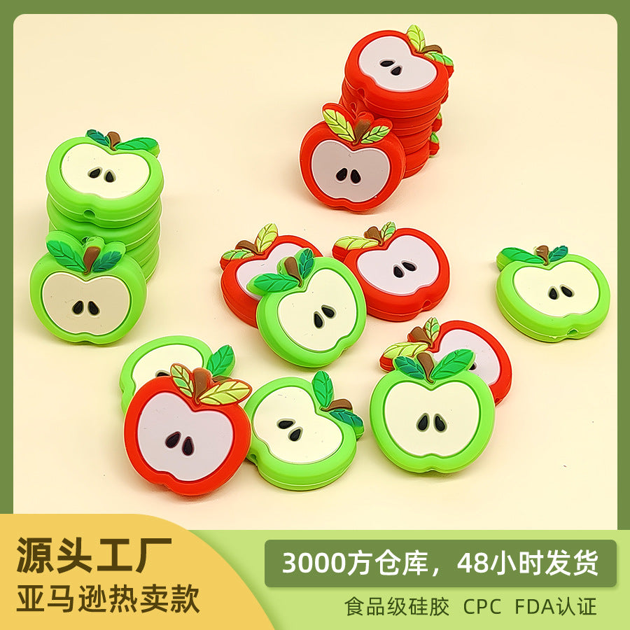 Wholesale 20pcs/packDIY food grade silicone fruit beads apple silicone beads