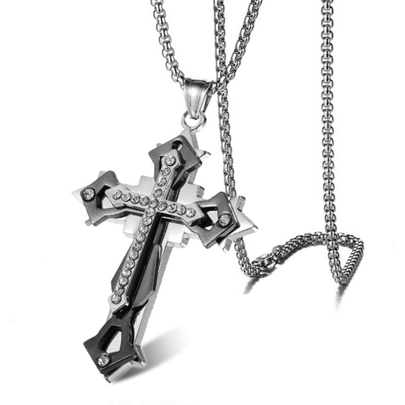 Wholesale Stainless Steel Cross Necklace with Diamonds