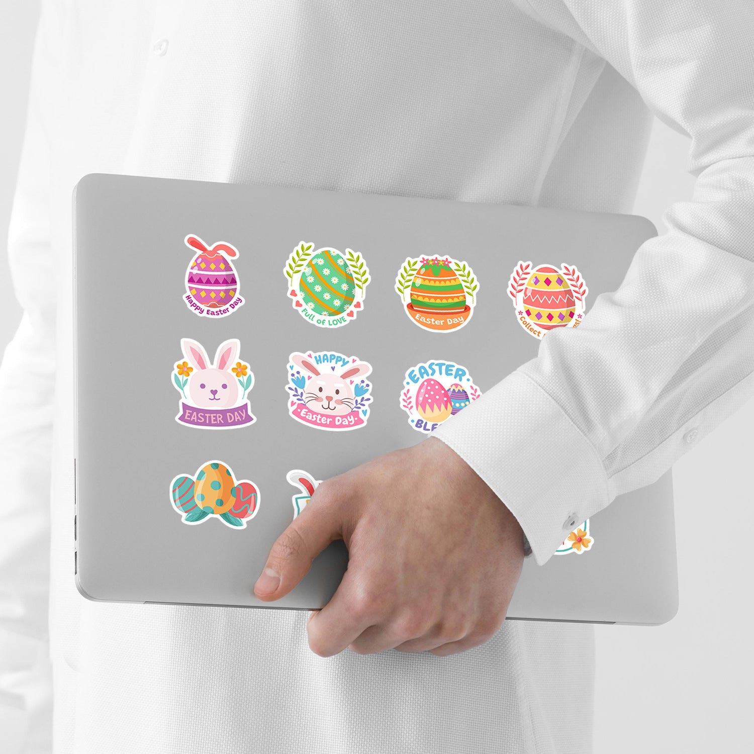 Wholesale 50pcs Easter letter colorful rabbit Waterproof Vinyl Stickers