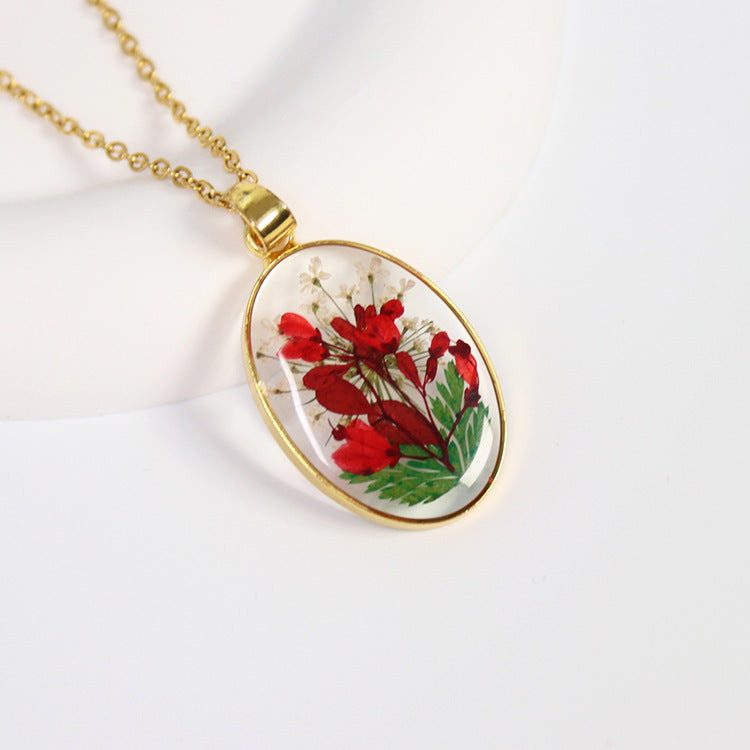 Wholesale 6pcs Original Resin Dried Flower Dripping Glue Necklace