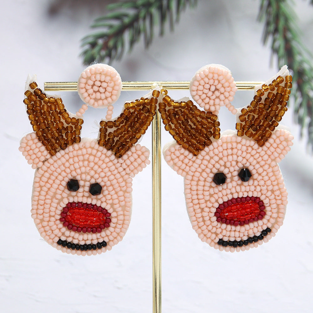 Wholesale Christmas tree rice bead earrings