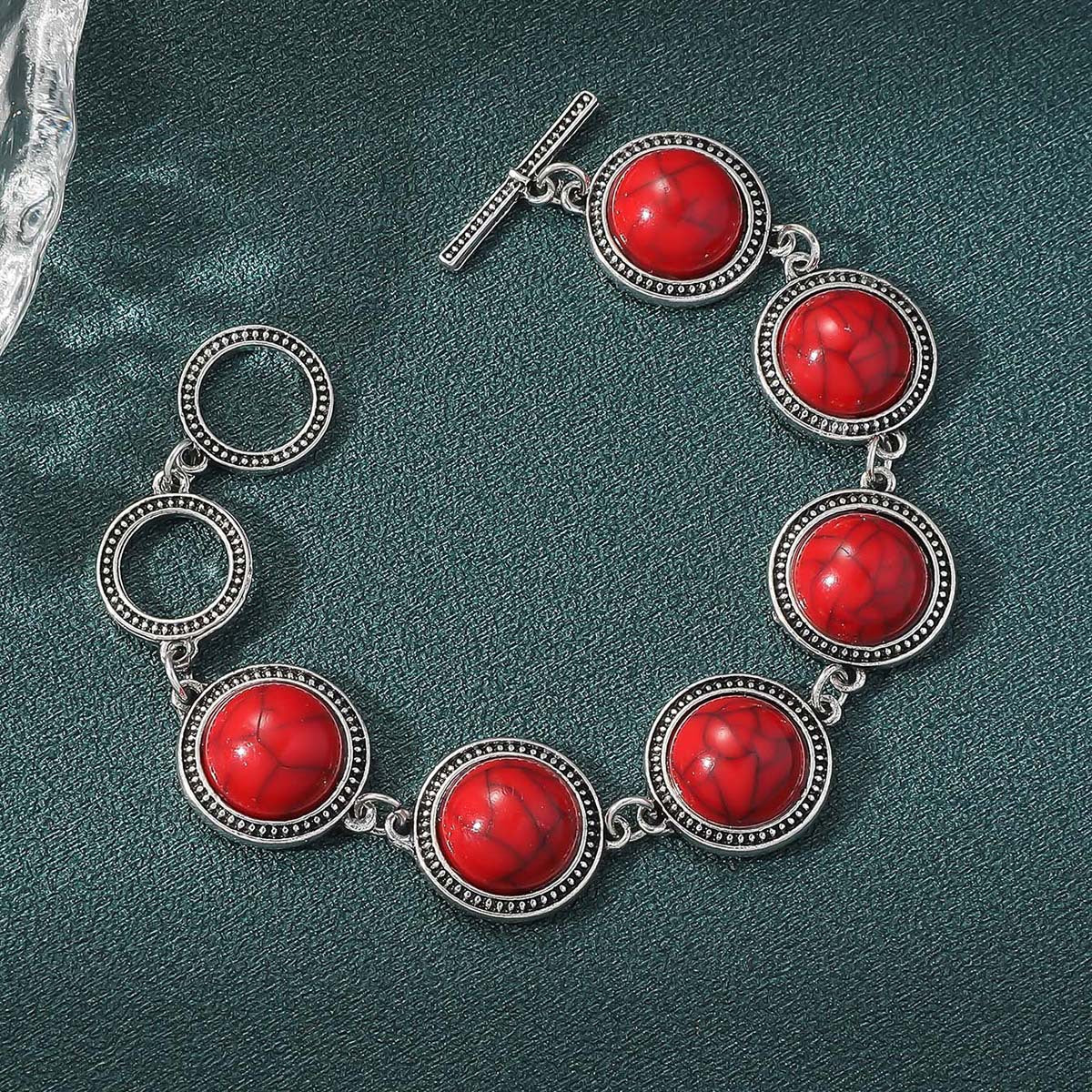 Wholesale Bohemian ethnic style turquoise antique silver bracelet