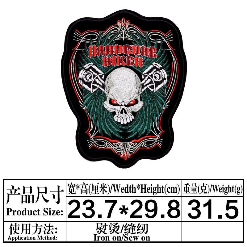 Wholesale Oversized Embroidered Eagle Patch Punk Motorcycle Badge Cloth Applique For Clothing DIY Craft Supply
