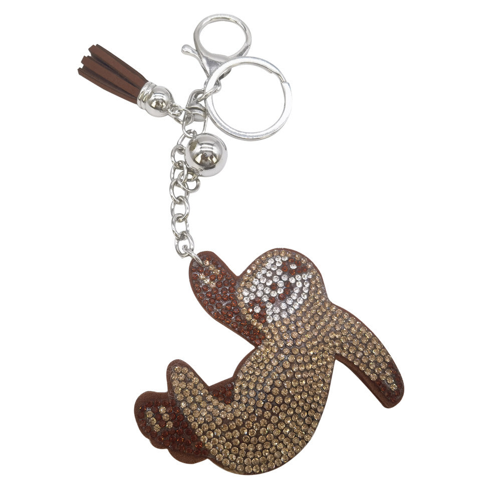 Wholesale 4pcs Cartoon sloth diamond studded Rhinestone Keychain