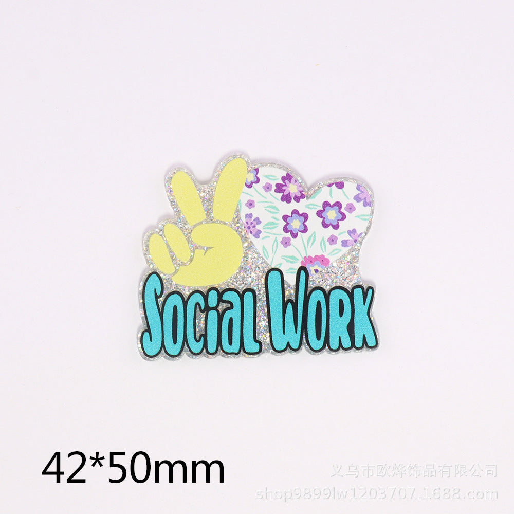 Wholesale   10pcs  New loose powder cross-border cartoon letter drink love bag j05ewelry acrylic pin DIY patch accessories