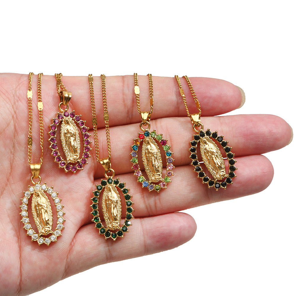 Wholesale Virgin Mary Pendant Jewelry Stainless steel Necklace Accessories Light Luxury