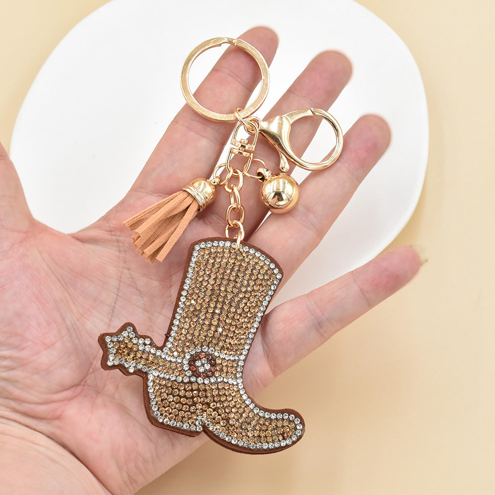 wholesale Metal Rhinestone Wine Glass Butterfly Puppy Keychain