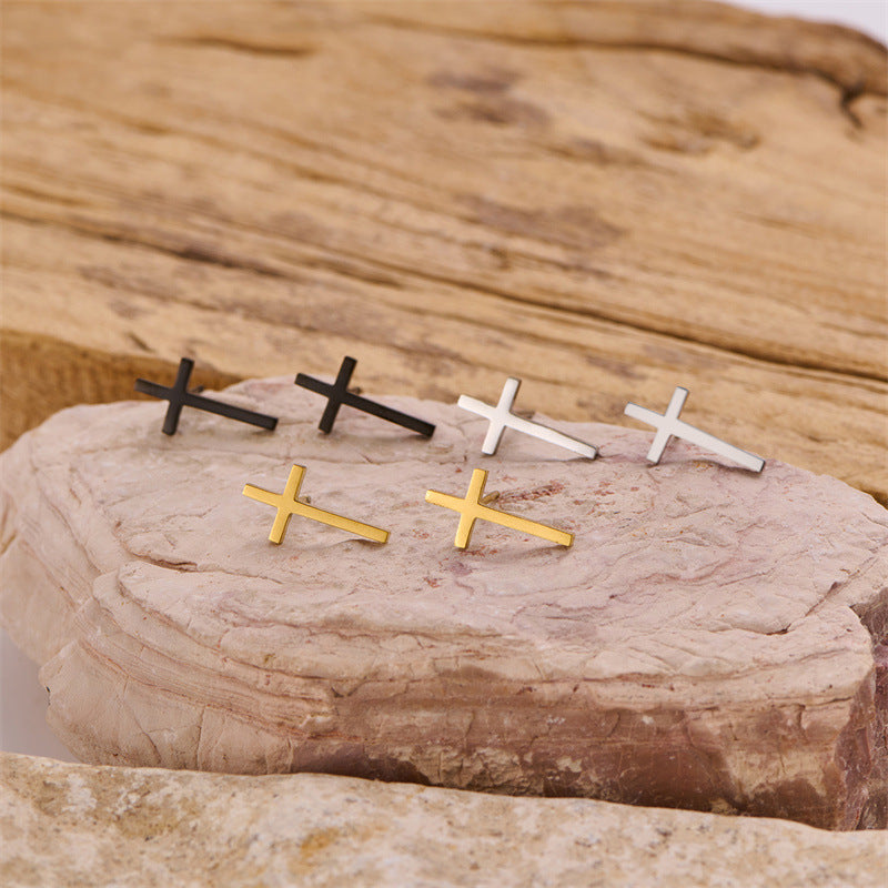 Wholesale Extended cross stainless steel earrings