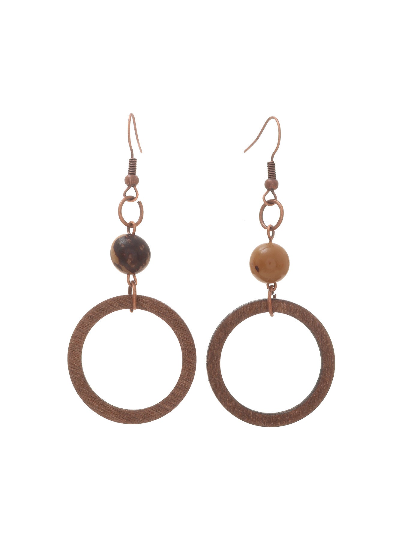 Wholesale Geometric Exaggerated Hollow Round Wooden Earrings