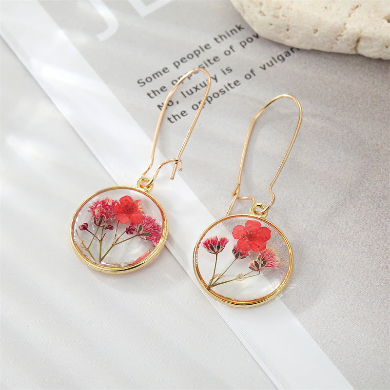 Wholesale Bohemian Colored Dried Flower Earrings